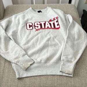 C-STATE Women's Gray Crew Neck Sweater